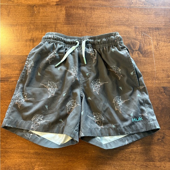 Huk Charcoal Marlin Pattern Board Shorts - Picture 2 of 6